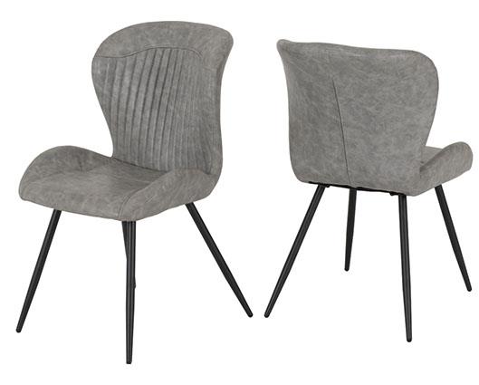TREVISO & QUEBEC DINING SET (X4 CHAIRS) - LIGHT OAK EFFECT/GREY FAUX LEATHER