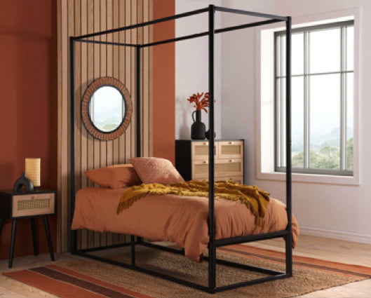 Farringdon Metal 4 Poster Single Bed - Black