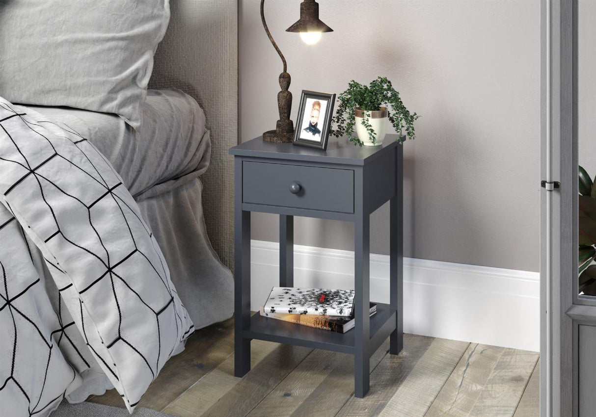Shaker 1 Drawer Petite Bedside Cabinet-Midnight Blue