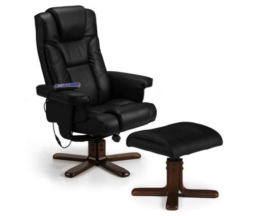MALMO MASSAGE RECLINER & STOOL BLACK