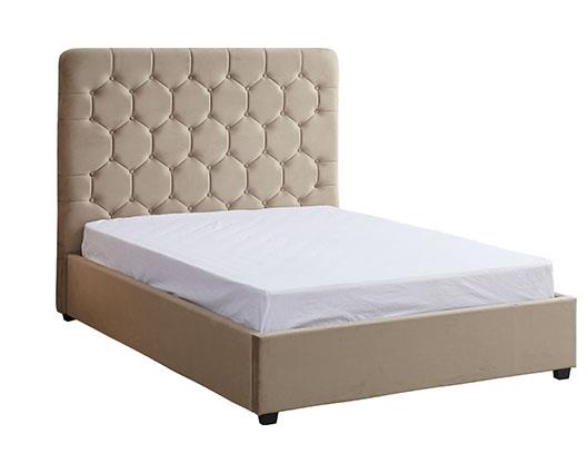 MADISON 5' BED - FAWN VELVET FABRIC