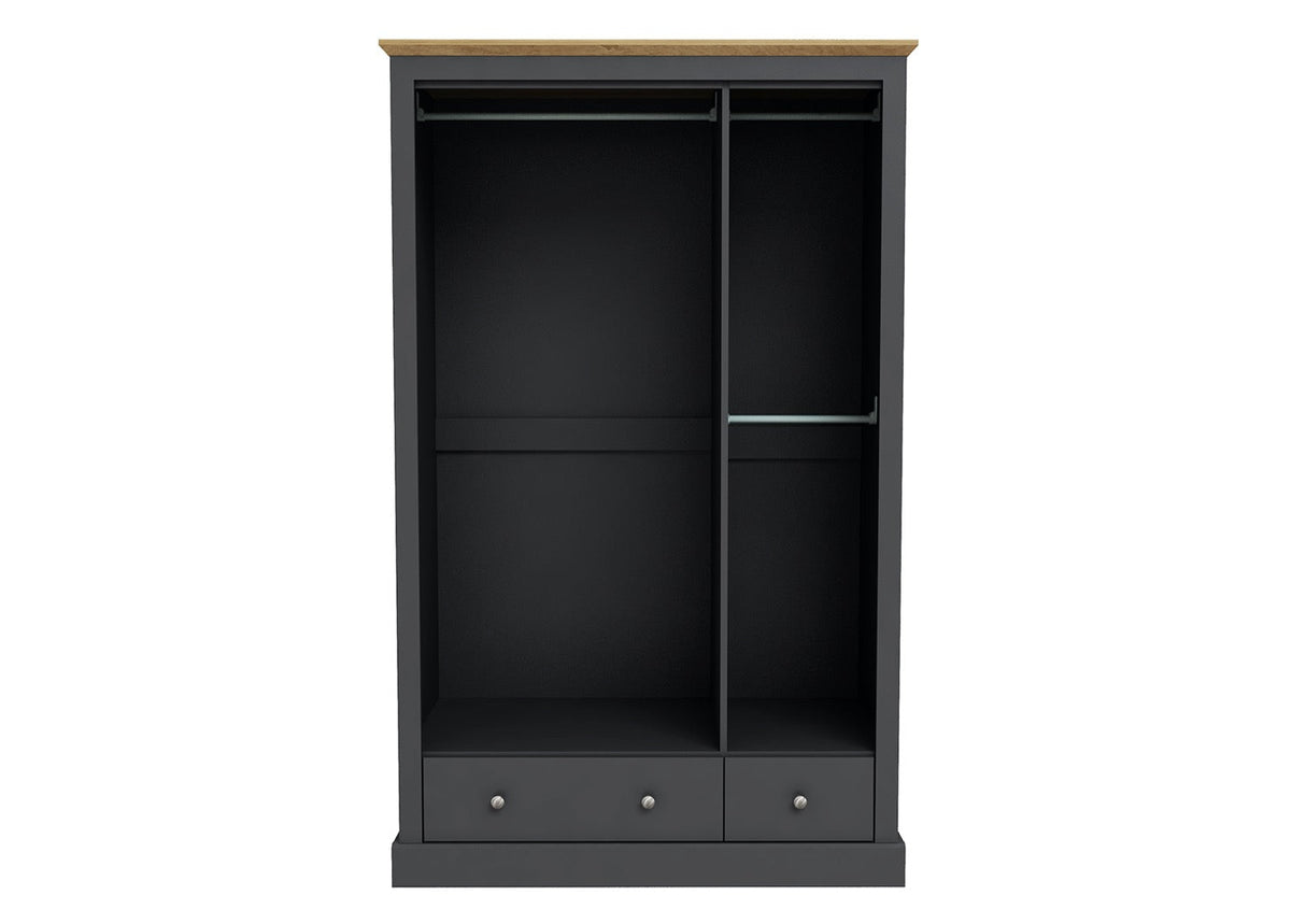 Devon 3 Door 2 Drawer Wardrobe Charcoal