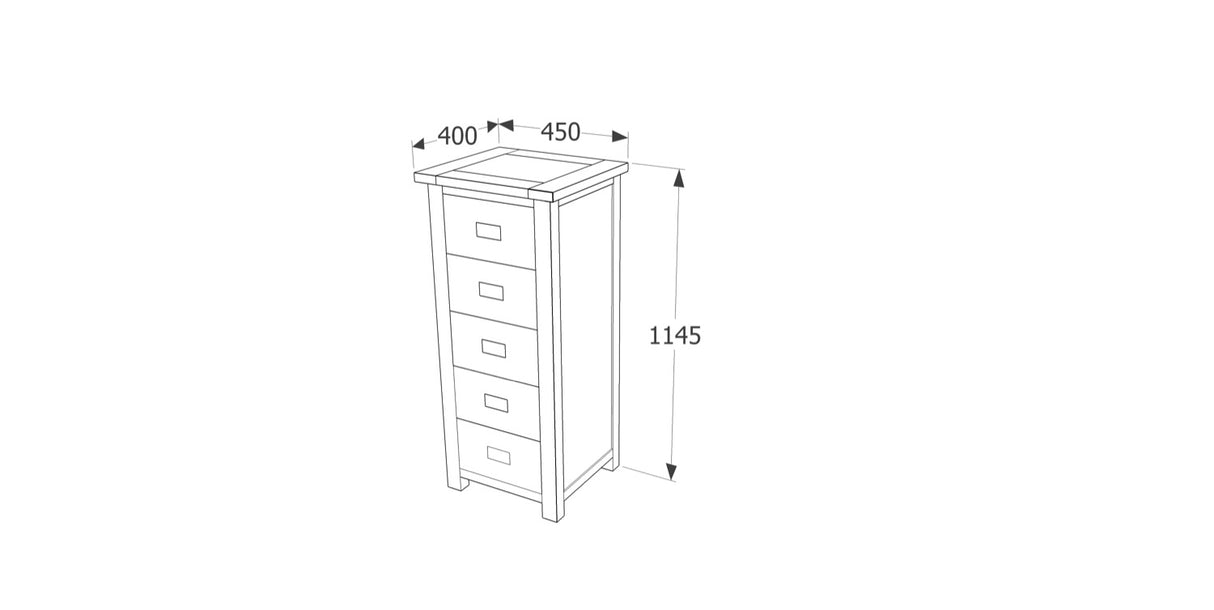 Boston 5 Drawer Narrow Chest