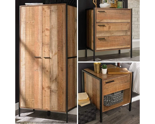 Hoxton 3 Piece Bedroom Set Distressed Oak Effect