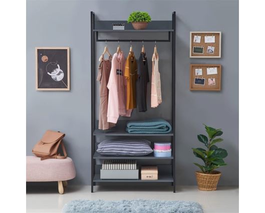 Zahra 3 Piece Bedroom Furniture Set Open Wardrobes