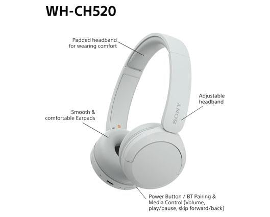 Sony WH-CH520 Wireless Headphones White