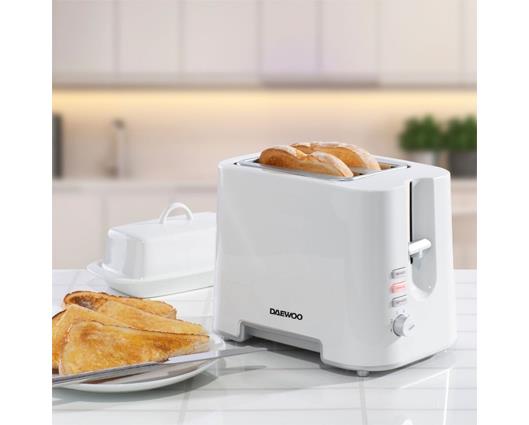 2 Slice White Plastic Toaster with Chrome Band