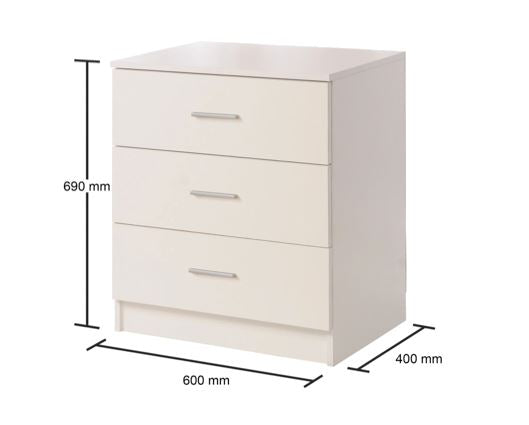 3 Drawer Chest - White