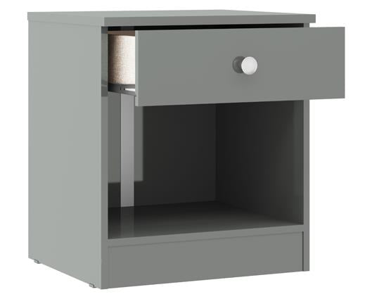 DENVER 1 DRAWER BEDSIDE - GREY GLOSS