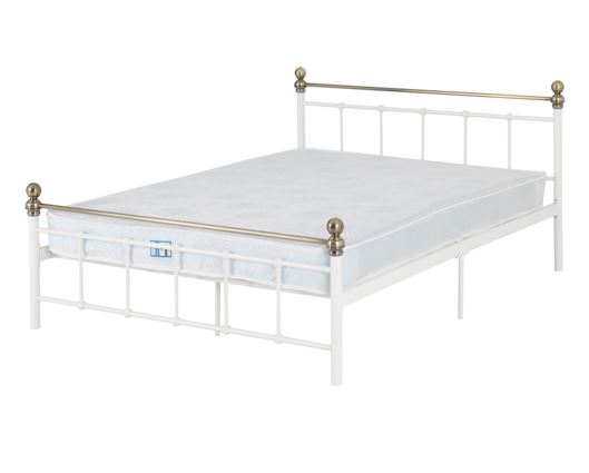 Marlborough Double Bed - White/Antique Brass