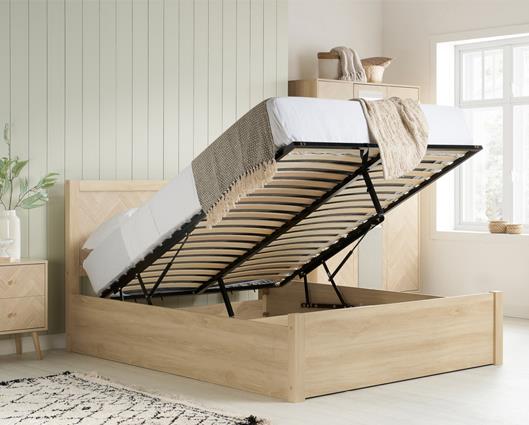 Herringford Ottoman Bed Oak - Double