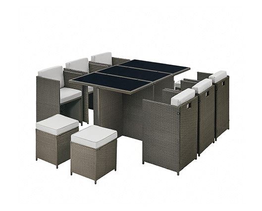 Dark Grey 11pcs Low Back Cube Dining Grey Cushions