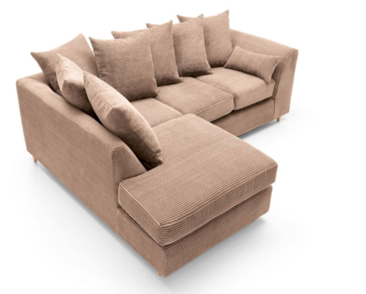 Jumbo Cord Left Hand Facing Corner Sofa-Brown