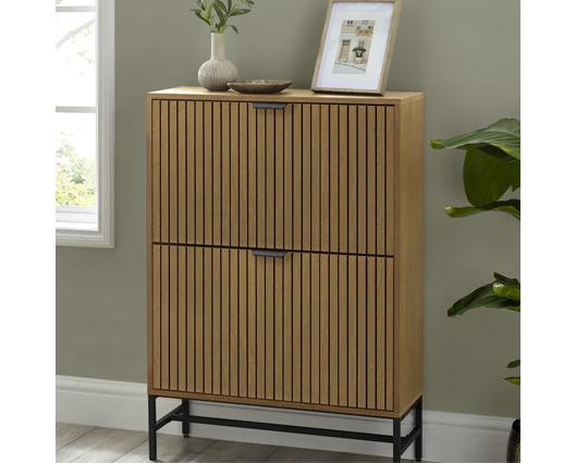 Sia 2 Door Shoe Cabinet Natural Oak Effect