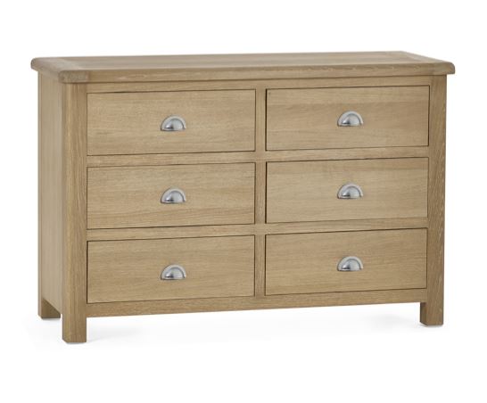 Memphis Limed Oak 6 Drawer Wide Chest