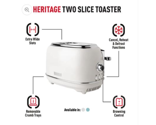 Haden Heritage Ivory 2 Slice Toaster