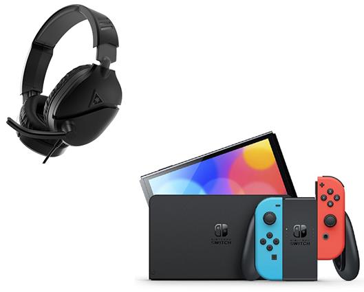 Nintendo Switch Neon OLED with Turtle Beach Recon 70 Black Headset