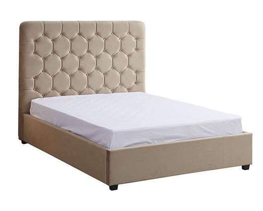MADISON 4'6" OTTOMAN BED - FAWN VELVET FABRIC