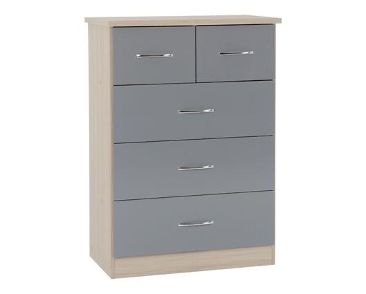 NEVADA 2 DOOR 1 DRAWER WARDROBE BEDROOM SET - GREY GLOSS/LIGHT OAK EFFECT VENEER