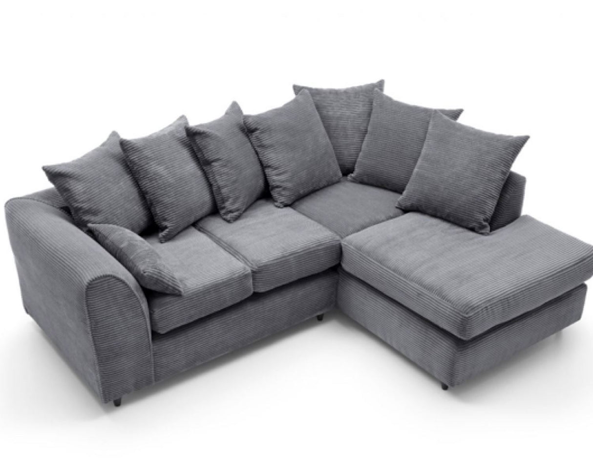 Jumbo Cord Right Hand Facing Corner Sofa-Grey