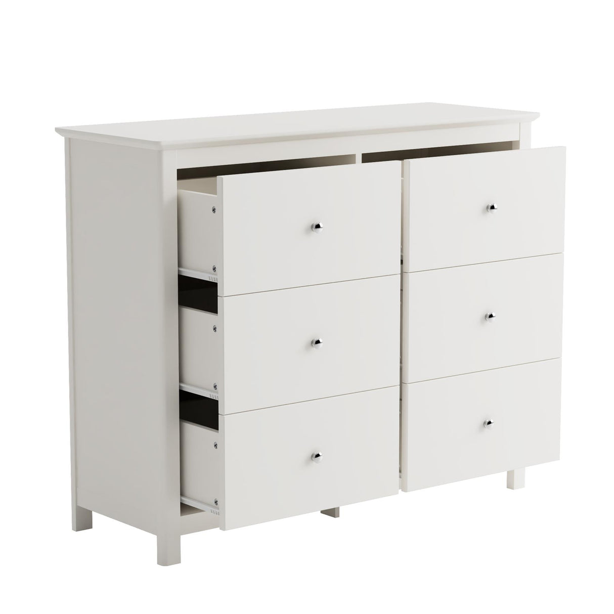 Nairn White 3+3 drawer wide chest of drawers