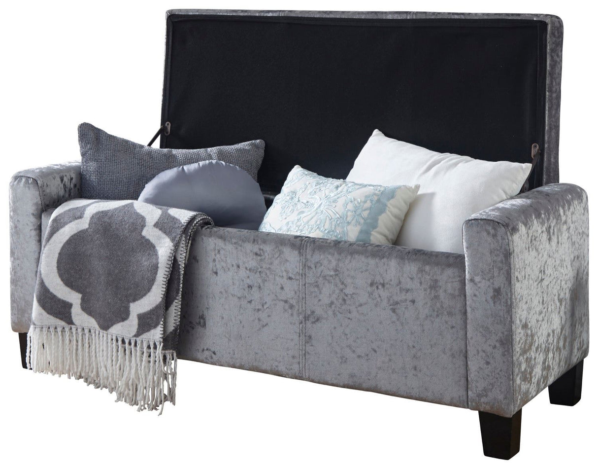 Verona ottoman bench grey crushed velvet