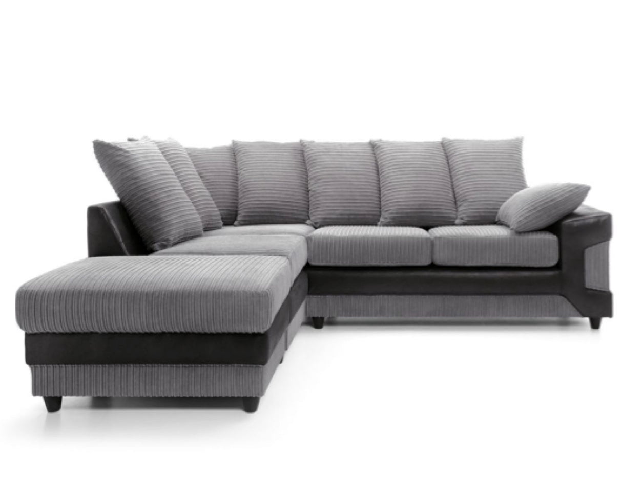 Dino Left Hand Facing Corner Sofa- Black & Charcoal