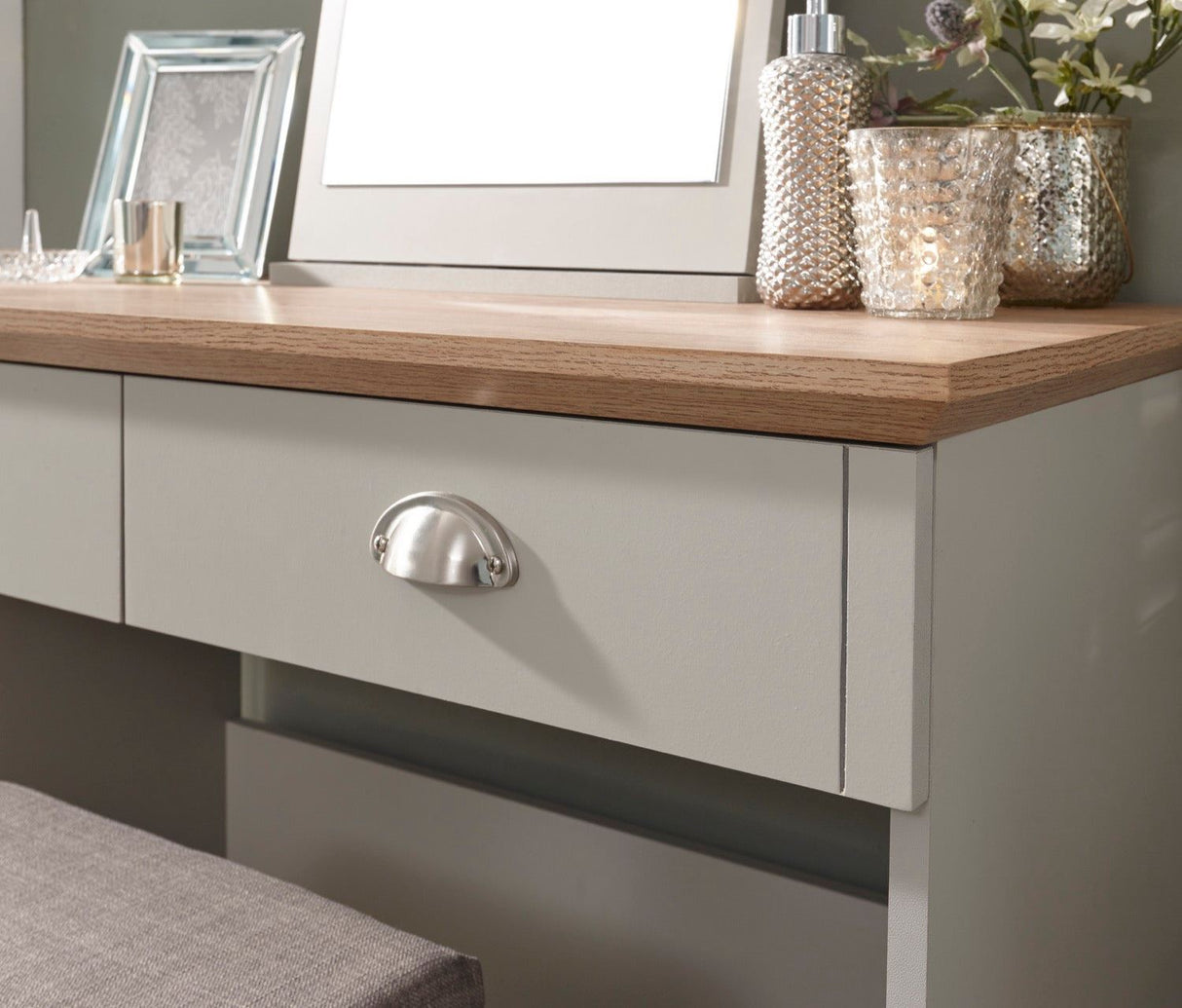 kendal dressing table with stool grey