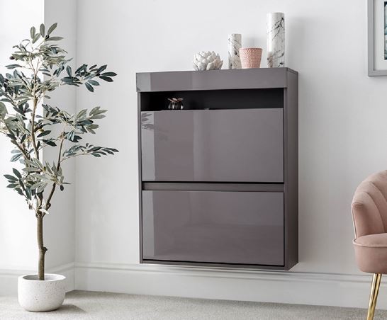 Galicia Wall Hanging Two Tier Shoe Cabinet Grey