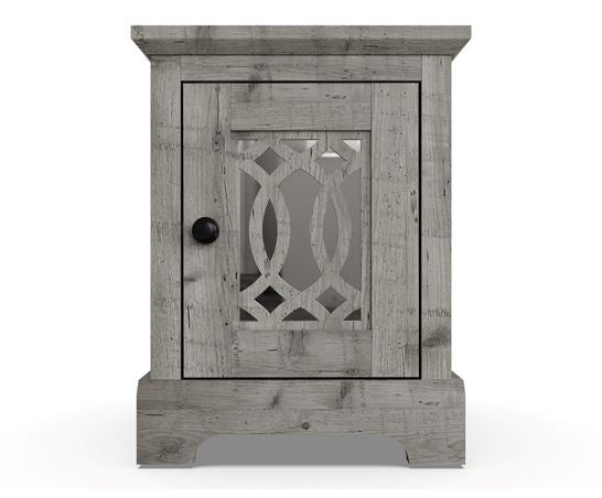 Amelie 1 Door Mirrored Bedside Table Mexican Grey