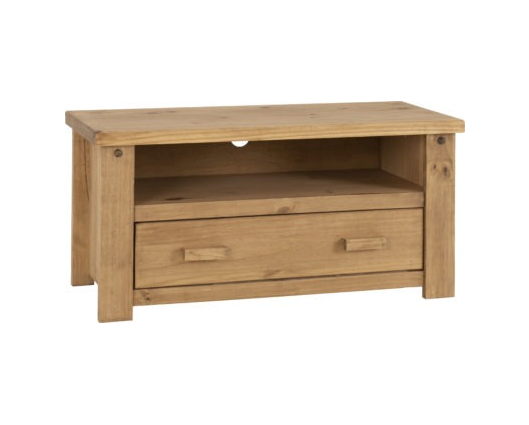 Tortilla 1 Drawer Flat Screen TV Unit - Distressed Waxed Pine