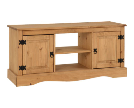 Corona 2 Door 1 Shelf Flat Screen TV Unit - Distressed Waxed Pine