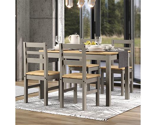 Grey Corona large Linea table + 4 chair Set, 1xCRGTB6 + 2 x CRG107 (pair)