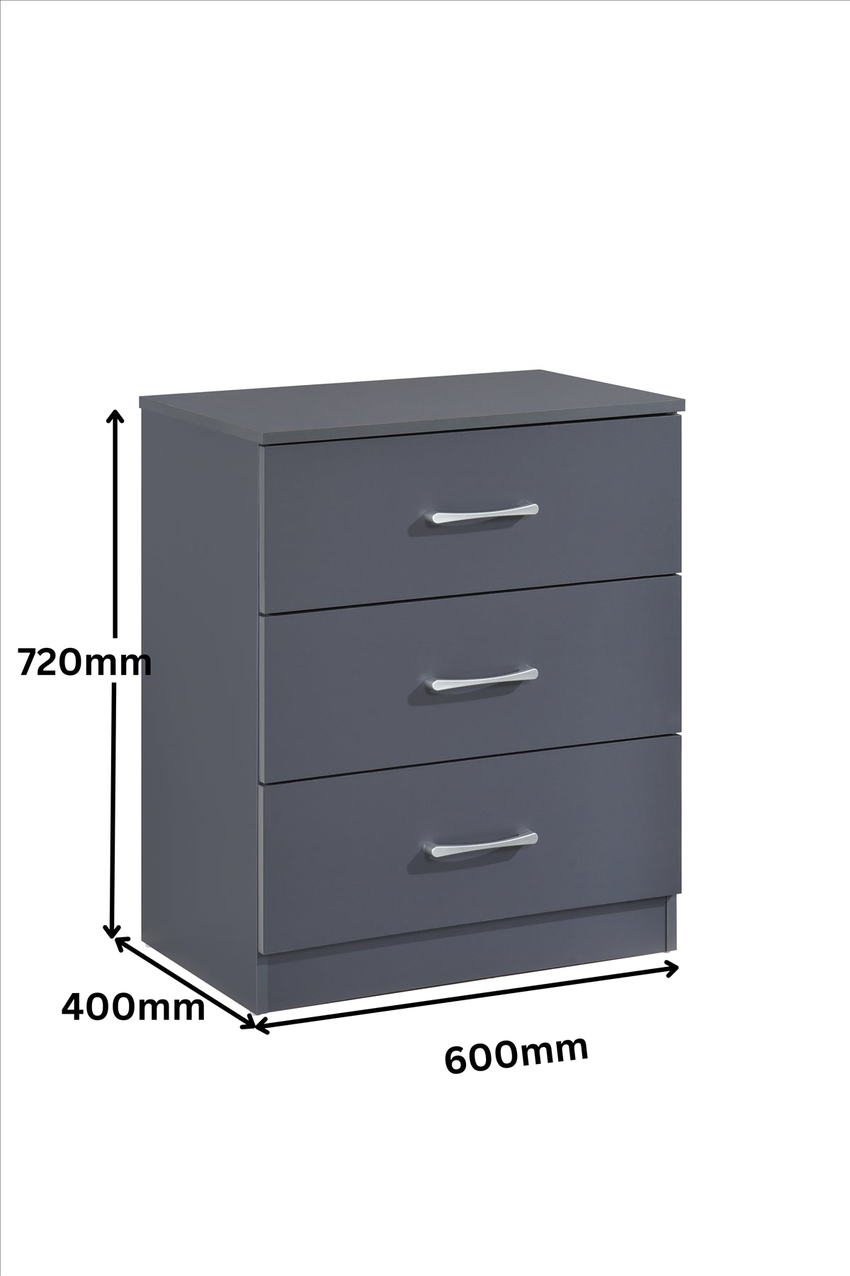 Highbury 3 Drawer Chest - Dark Grey