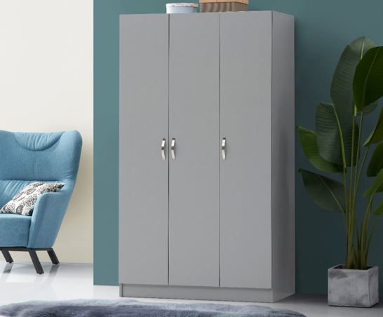 Essentials 3 Door Double Wardrobe Grey
