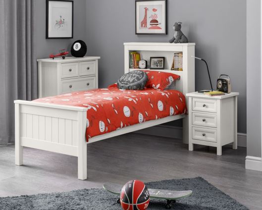 MAINE BOOKCASE BED 90CM - SURF WHITE