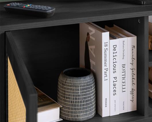 Croxley Rattan Large TV Unit - Black