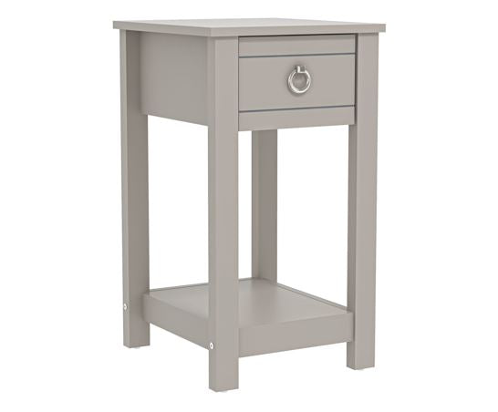 Clovelly 1 Drawer Bedside Table Light Grey