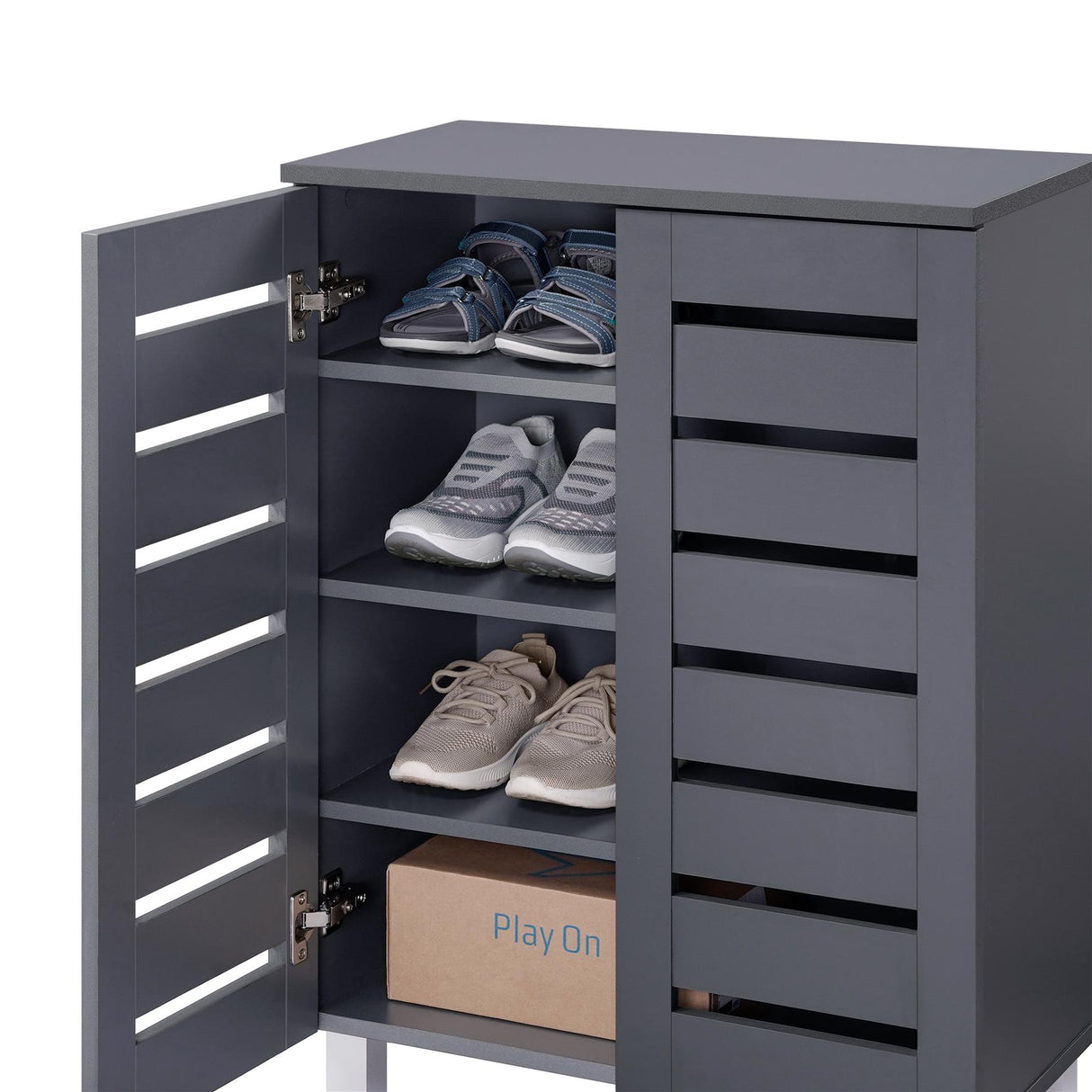 Euston 2 Door Shoe Cabinet - Dark Grey