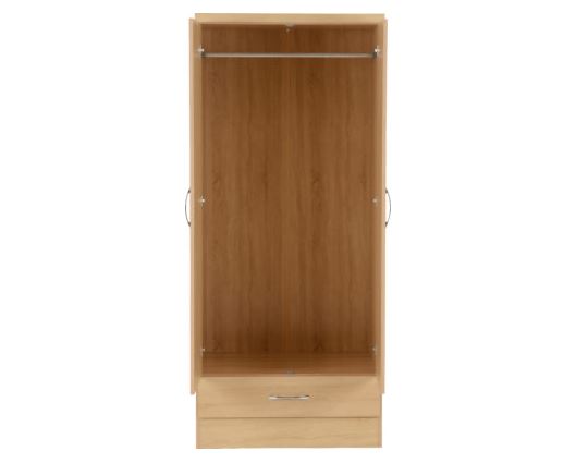 Nevada 2 Door 1 Drawer Wardrobe - Sonoma Oak Effect