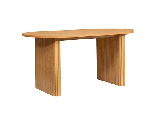 Axel Oval Fluted Dining Table with 2 Fabric Chairs and 1 Bench - Oak
