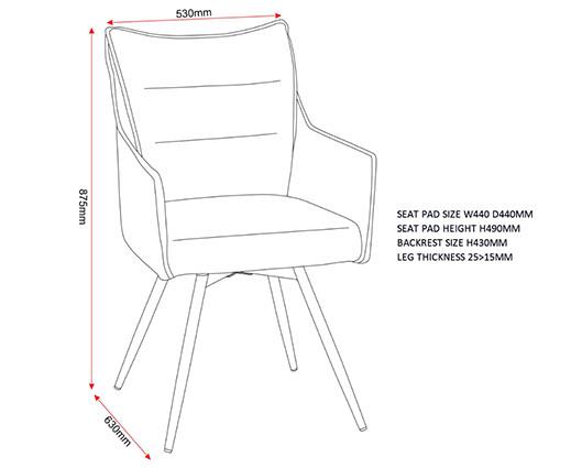 LEWIS CARVER SWIVEL DINING CHAIR (X2 PER BOX) - GREY FABRIC
