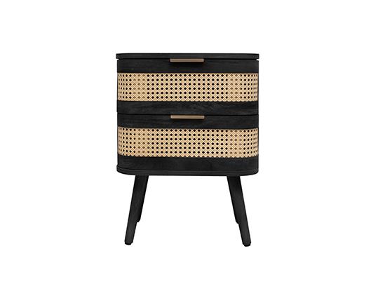 Noah 2 Drawer Bedside - Black