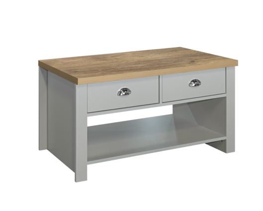 Highgate 2 Drawer Coffee Table-Grey