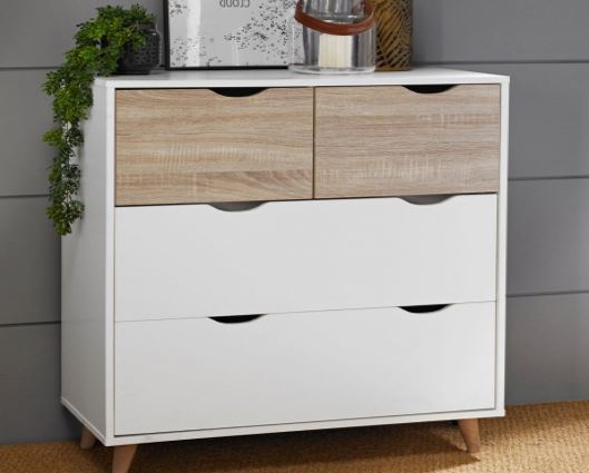 Stockholm 4 Drawer Chest White-Oak