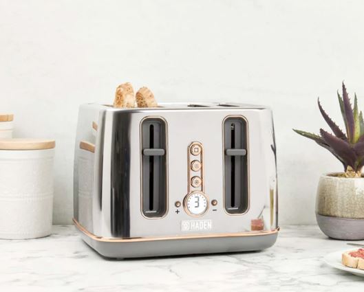 Haden Dorchester Chrome & Rose Gold 4 Slice Toaster