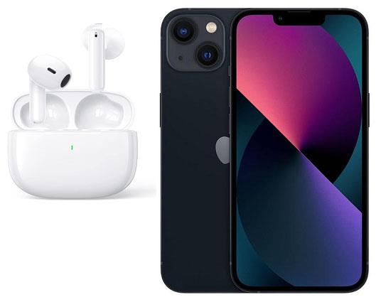 Refurbished Apple iPhone 13 Midnight with Wireless Headphones