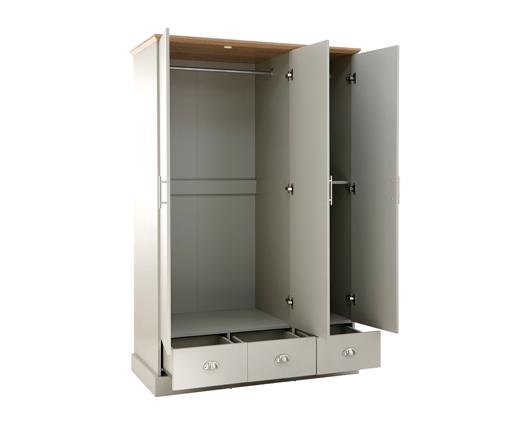 kendal 3 door 3 drawer wardrobe grey