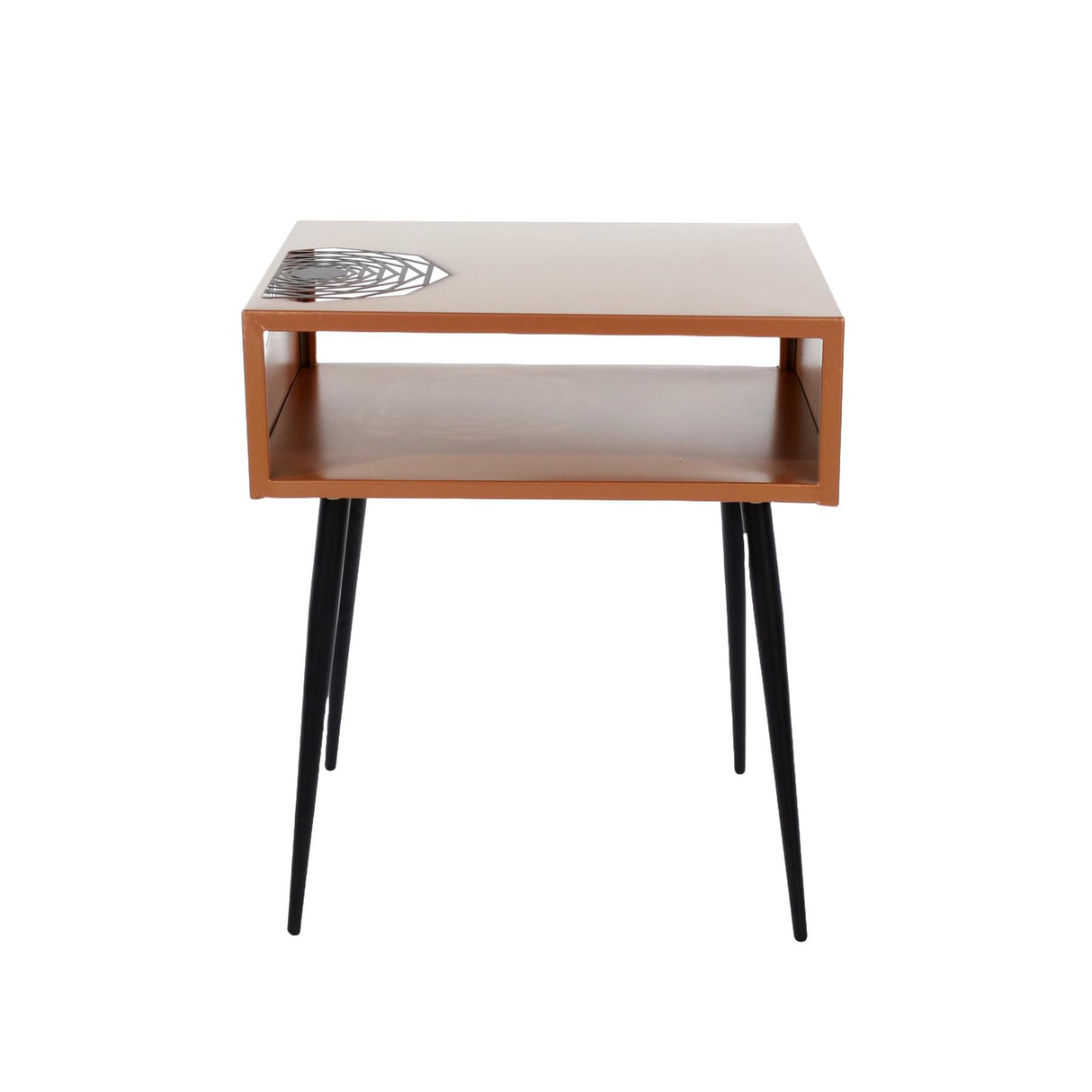Galaxy metal bedside table, copper with black legs