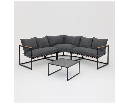 Marbella Black Corner Set PolywoodTable,D.Grey Cushion+Cover